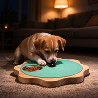 Planche à gratter rotative en bois massif pour chiens, avec gamelle en acier inoxydable et jouet puzzle interactif pour l'enrichissement des chiens