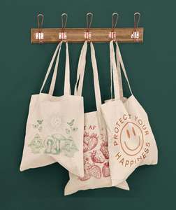 Sacs fourre-tout en toile de coton personnalisés avec logo imprimé, sacs de courses blancs recyclés bon marché - Product Image 5