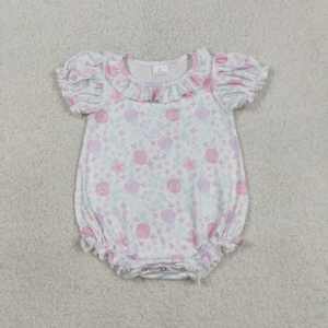 SR3677 RTS Mono de Manga Corta para Bebés y Niñas, con Flores Rosadas, Venta al por Mayor - Product Image 4