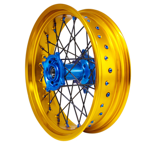 Precio de fábrica 17 pulgadas Glod Rim Blue Hub RMZ <span class=keywords><strong>DRZ</strong></span> 250 350 450 ruedas de aleación de aluminio Supermoto para motocicleta Suzuki - Product Image 5