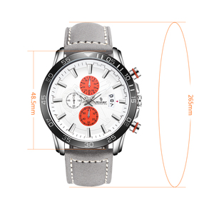 Reloj deportivo clásico de cuarzo analógico para hombre, correa de cuero genuino, caja de acero inoxidable con puntero <span class=keywords><strong>Exactime</strong></span>, esfera de cristal para ventana - Product Image 2