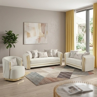 Ensemble de canapés modulaires sectionnels avec revêtement en tissu/cuir, pieds en acier inoxydable doré, design moderne, confortable et durable, pour salon ou hôtel