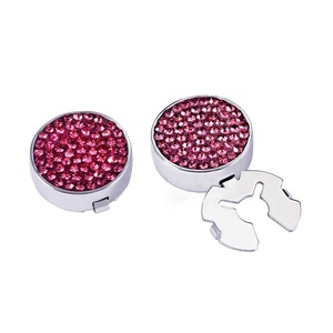 Starry sky full pink zircone silver BUTTON Cap Tuxedo Formal Shirt BUTTON COVER 17.5MM one pair - Product Image 3