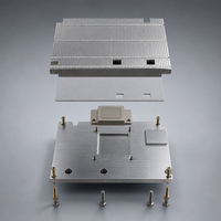 Heatsink Sirip Zipper Kepadatan Tinggi, Pencetakan CNC, Aluminium 6063, Plat Dasar Tembaga C1100 untuk Server CPU GPU Power Inverter