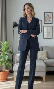 Traje de Pantalón de Tres Piezas Premium para Invitadas de Boda, Conjunto Formal con Blazer Estructurado, Chaleco y Pantalones a Juego - Product Image 6