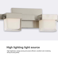 Lámpara de Pared LED Cuadrada de Hierro para Interiores, Estilo Lineal, 4 Luces, Acabado Plateado, IP20, 3000K, Luz Diurna, Calidad Profesional