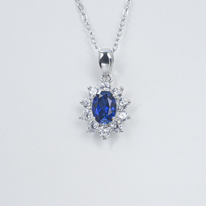 S925 Silver Lab-Grown Sapphire <b>Necklace</b> - Product Image 1