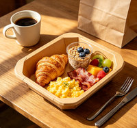 Bol carré jetable en papier kraft imperméable de qualité alimentaire pour sushis et gelées, idéal pour les plats à emporter, pique-niques en extérieur et boîtes à goûter de camping