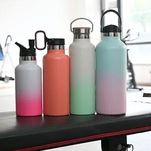 24 Oz Standard Mouth Double Wall Stainless Steel Insulated Water Bottle With Bamboo Top Lid