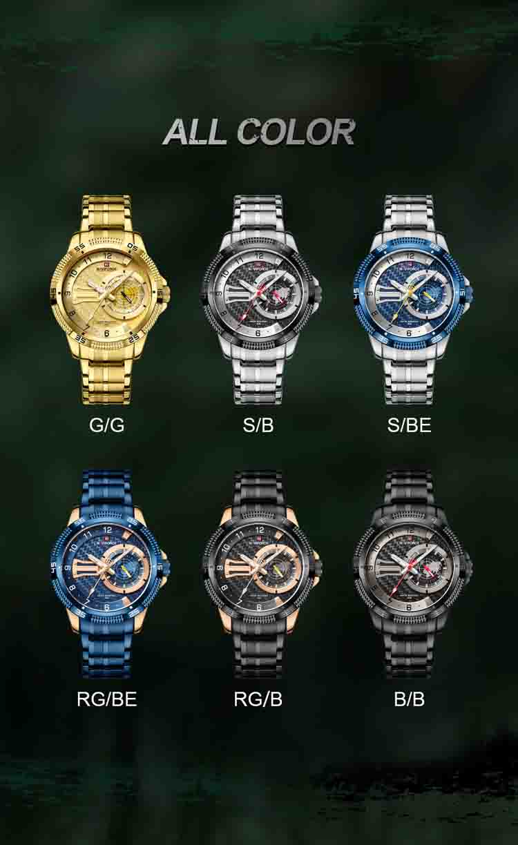 NAVIFORCE NF9206 luxury gold men quartz watch stylish stainless steel strap Waterproof date display Minimalist business watch
