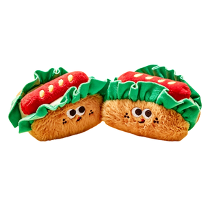 2 Portachiavi in peluche a forma di hot dog, coppia coordinata con occhi mobili e lattuga, ciondoli morbidi a forma di snack per migliori amici - Product Image 1