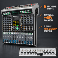Console audio AOFO 8 canaux pour DJ avec 99 effets DSP, MP3, USB, Bluetooth et égaliseur 7 bandes pour événements scéniques et karaoké