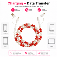 Câble de charge FASHLINK perlé coloré 4-en-1, cordon de charge multi-prise, accessoire de téléphone tendance, cadeau mignon