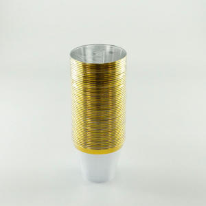 Stock 9OZ Gobelets jetables en plastique PS Elegant avec bord doré Paillettes dorées - Product Image 4