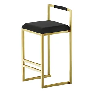 Modern Casual Scandinavian <strong>Tall</strong> Iron Stool with Leather Backrest for Home Island <strong>Table</strong> Front Cashier Living Room <strong>Bar</strong> Use - Product Image 2