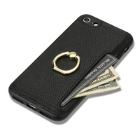 Étui portefeuille en cuir grainé avec support anneau et porte-cartes pour iPhone 7/8/SE2/SE3/8 Plus/X/XR/Xsmax, pour iPhone 11/12/13/14/15