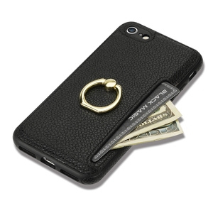 Étui portefeuille en cuir grainé avec support anneau et porte-cartes pour <span class=keywords><strong>iPhone</strong></span> 7/8/SE2/SE3/8 Plus/X/XR/Xsmax, pour <span class=keywords><strong>iPhone</strong></span> 11/12/13/14/15 - Product Image 3
