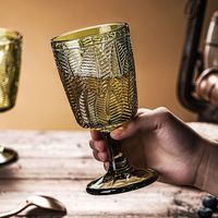 Élégants verres à vin français vintage de 12 oz, gobelets à feuilles vertes, cristal transparent et plastique pour les fêtes de mariage