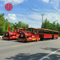 Train touristique à moteur diesel certifié CE, capacité 40 places, pour usage urbain, train sans rails, train électrique terrestre de divertissement de petite taille