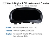 Écran LCD numérique de 12,3 pouces pour tableau de bord, intégrant CarPlay et Android Auto, compatible avec VW Golf MK4 2000-2006