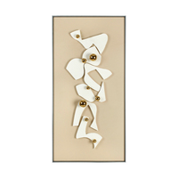 Tableau relief 3D sculpté main, déco murale minimaliste lignes concaves convexes pour salon hall d’hôtel
