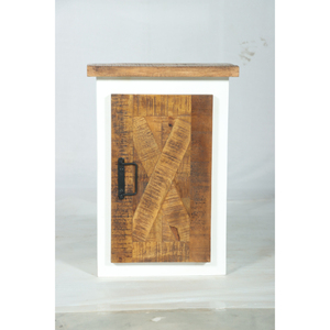 Armoire murale rustique en bois chevron Muro en blanc avec porte texturée naturelle et unité de rangement - Product Image 2