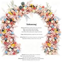 Betterlove Blauer Mond Metall-Blumenbogen Künstliche Rosen Hochzeits-Hintergrunddekoration für Weihnachten Abschlussfeier Schleierkraut Blumenmond