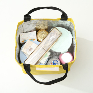 Bolsa Bento con diseño de gato de dibujos animados, bolsa de almuerzo aislada con paquete de hielo para viajar y transportar, colores azul, amarillo, rosa y negro - Product Image 4