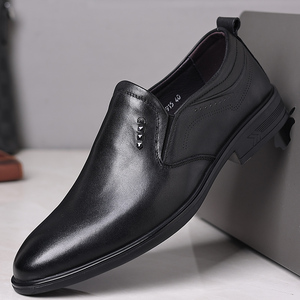 Men's New Arrival <b>Full</b> Grain Leather Formal Shoes Genuine Leather Pointed Toe <b>Slip</b> On Business <b>Slip</b> On Men's Leather Shoes - Product Image 3