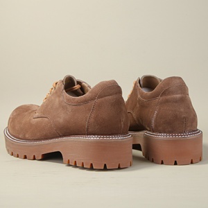 Zapatos de Vestir de Hombre, Estilo Brogue, de Gamuza y Cuero, Hechos a Mano, Modernos, Color Marrón, con Plataforma y Suela Gruesa - Product Image 4