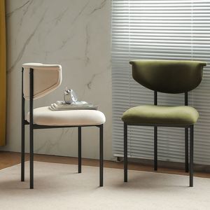 Modern Minimalist Dining Chair With <b>Backrest</b> Solid Color Upholstered Seat For Home Dining Room Adult Use - Product Image 3