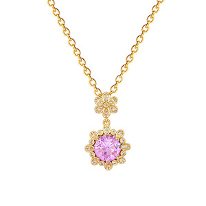 Rosa girasol geométrico oro circón titanio acero Micro incrustaciones colgante <span class=keywords><strong>collar</strong></span> Unisex moda personalidad Internet celebridad - Product Image 5