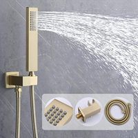Ensemble de douche LED, système de mitigeur thermostatique avec 6 Jets de corps, radio, jeu en or brossé, douche de pluie au plafond, livraison gratuite