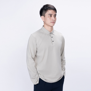 เสื้อยืดแขนยาวพิมพ์ลายใหม่สำหรับฤดูใบไม้ร่วง แบบซิป คอทรงโอ ดีไซน์เรียบง่าย สไตล์ลำลอง สปอร์ต ผ้าทอ ย้อมสีพื้น - Product Image 4