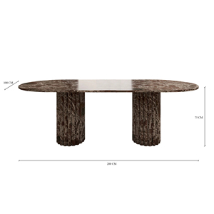 Kumusi Furniture Lorenzo Rosso Levanto Scandinavian Design <strong>Extendable</strong> Oval <strong>Dining</strong> <strong>Table</strong> with Fluted Base - Product Image 3
