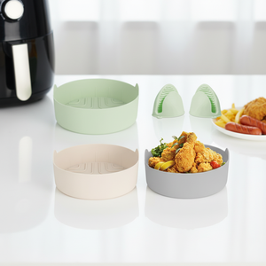 Juego de 5 Forros de Silicona Redondos de 7.5 Pulgadas para <span class=keywords><strong>Freidora</strong></span> de <span class=keywords><strong>Aire</strong></span>, Platos y Moldes para Hornear con Mini Guantes de Horno - Product Image 1