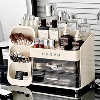 Boîte de rangement de bureau rectangulaire moderne pour cosmétiques et animaux de compagnie, 2 couches, multifonctionnelle, préservant la fraîcheur, anti-poussière, organiseur 1-3L