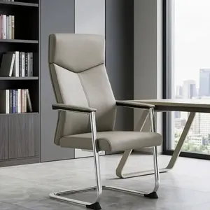 Chaise de visiteur cantilever à dossier haut en tissu, chaise de conférence exécutive avec accoudoirs - Product Image 1