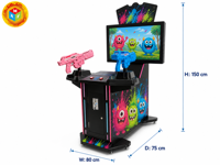 Machine d'arcade de tir pour 2 joueurs, jeu de monstres, dessin animé LED 80x75x150 cm pour centre commercial FEC