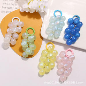 Nuevo colgante de llavero de racimo de uva con cuentas redondas con purpurina, anillo de resorte esmaltado colorido, accesorios, funda para auriculares, decoración - Product Image 2
