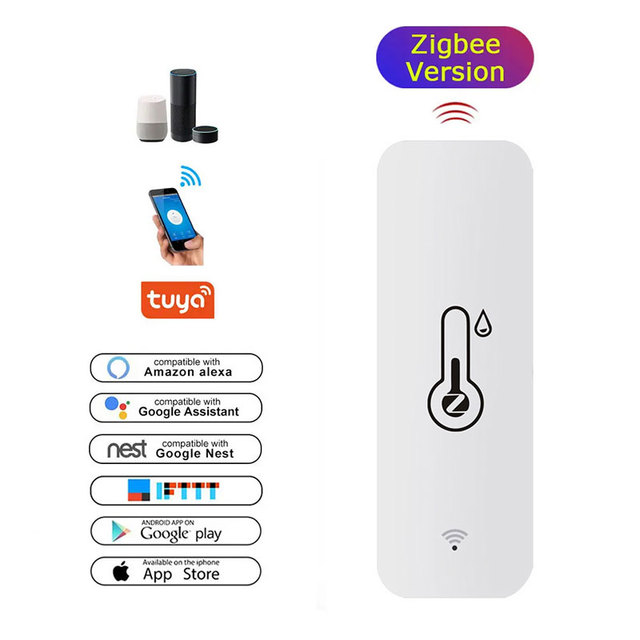 LEDEAST ZTH01 Tuya ZigBee Smart Temperature and Humidity Sensor Battery Powered Home Security Work With Alexa Google Home