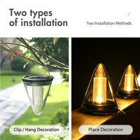 Lampe solaire de jardin suspendue en forme de cône à commande intelligente, IP55, décoration extérieure de Noël avec 8 à 10 heures d'autonomie et lumières chaudes et blanches