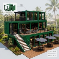 Bâtiment de café-restaurant en conteneurs à 3 étages, structure en acier modulaire, préfabriqué, projet EPC, OEM