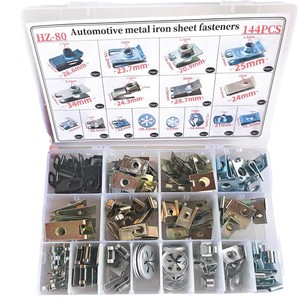 Sujetadores de chapa metálica para automóviles Hz80, juego de 144 abrazaderas de acero inoxidable para base de fijación de matrícula y guardabarros de coche - Product Image 1