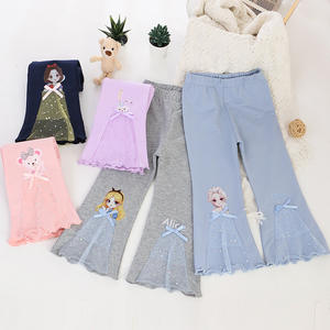 Vêtements pour enfants Leggings extensibles décontractés pour bébés filles avec nœud en dentelle imprimé de dessins animés - Product Image 3