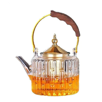Nouvelle théière professionnelle en verre transparent pour infusion de thé, avec joint en bambou, compatible four électrique en argile