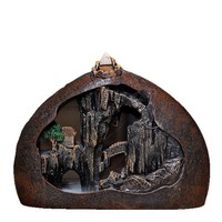 Encensoir en bois de santal semi-fait main de style chinois, motif eau de montagne, taille standard, pour intérieur domestique, Aquilarum Zen Dehua