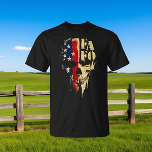 T-shirt Fafo Skull noir avec motif drapeau américain, vêtements décontractés pour hommes - Product Image 3
