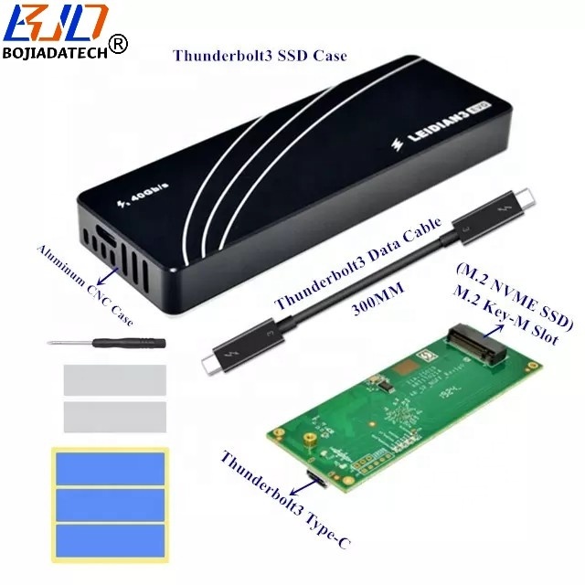 Factory Wholesale 40Gbps Thunderbolt 3 Type-C M.2 NGFF M Key NVME SSD External Enclosure Case in Stock