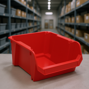 Modular <b>Plastic</b> <b>Storage</b> Tray Red 12x8x6 Inches Stackable <b>Bin</b> For Warehouse Organization - Product Image 3